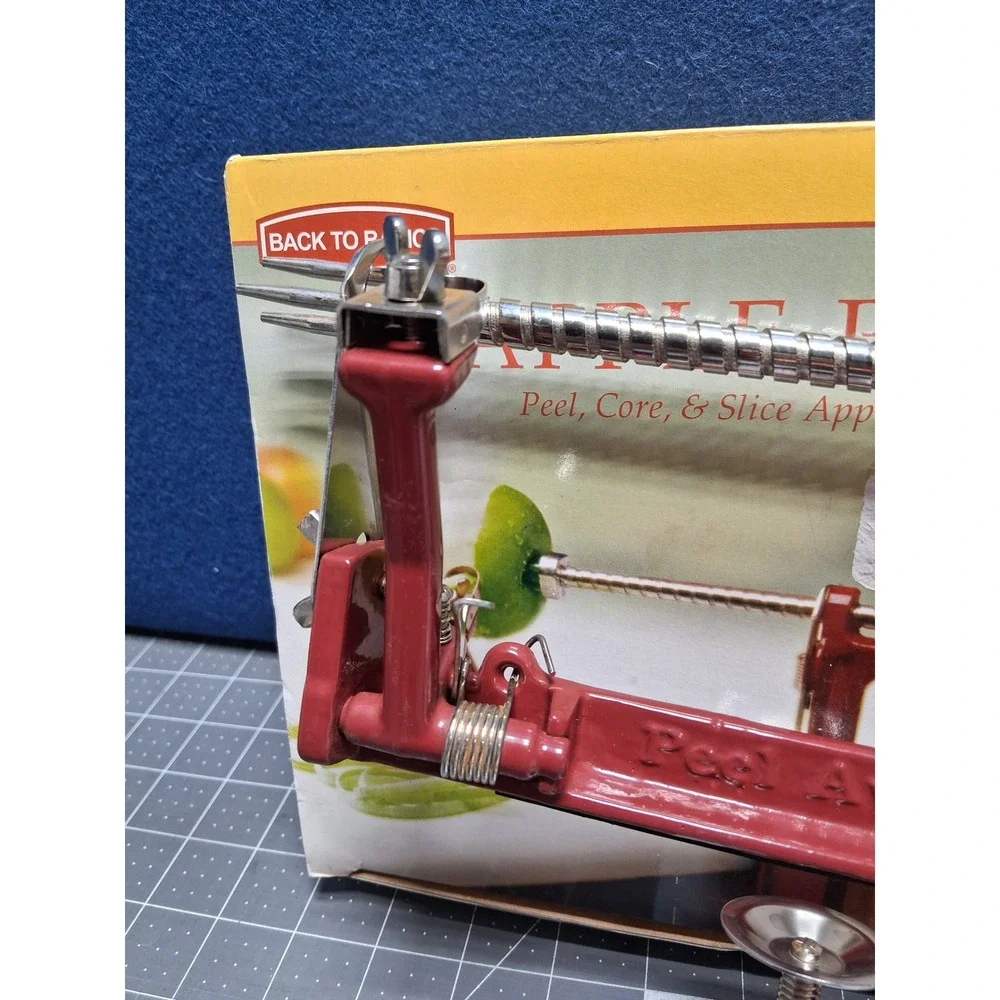 Back to‎ Basics Peel Away Apple Potato Peeler Red Cast Iron Clamp On A501